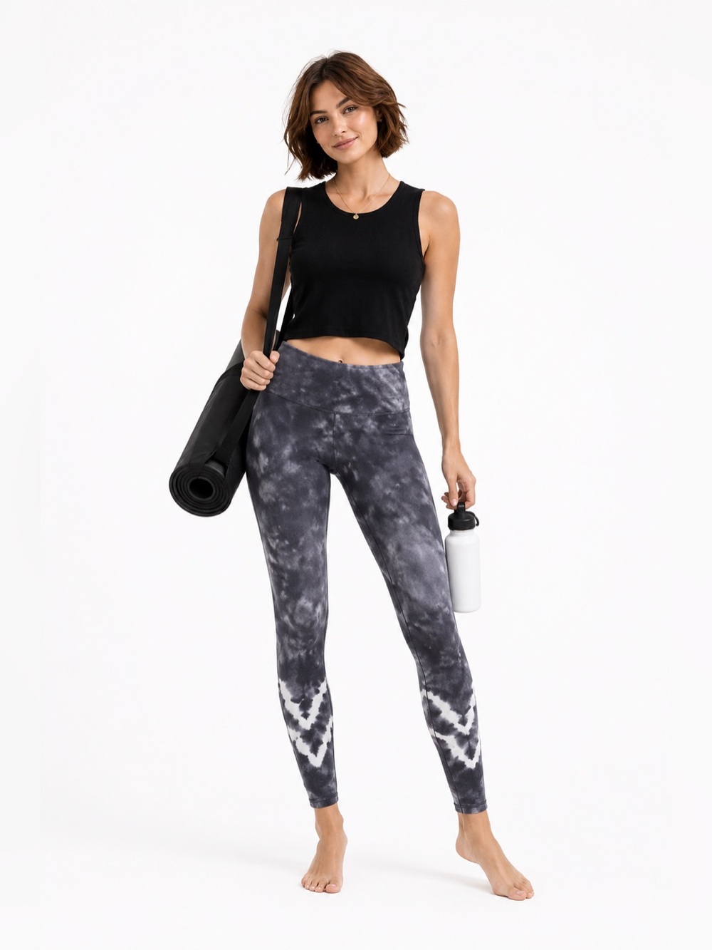 Electric & Rose by Anthropologie Tie-Dye Leggings - Gray and White